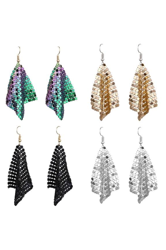 Fashion Women Sequins Mesh Dangle Drop Hook Earrings Club Evening Party Jewelry