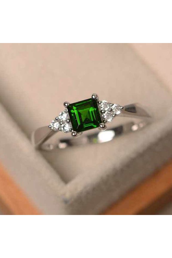 Fashion Women Square Cut Cubic Zirconia Inlaid Ring Engagement Jewelry Gift