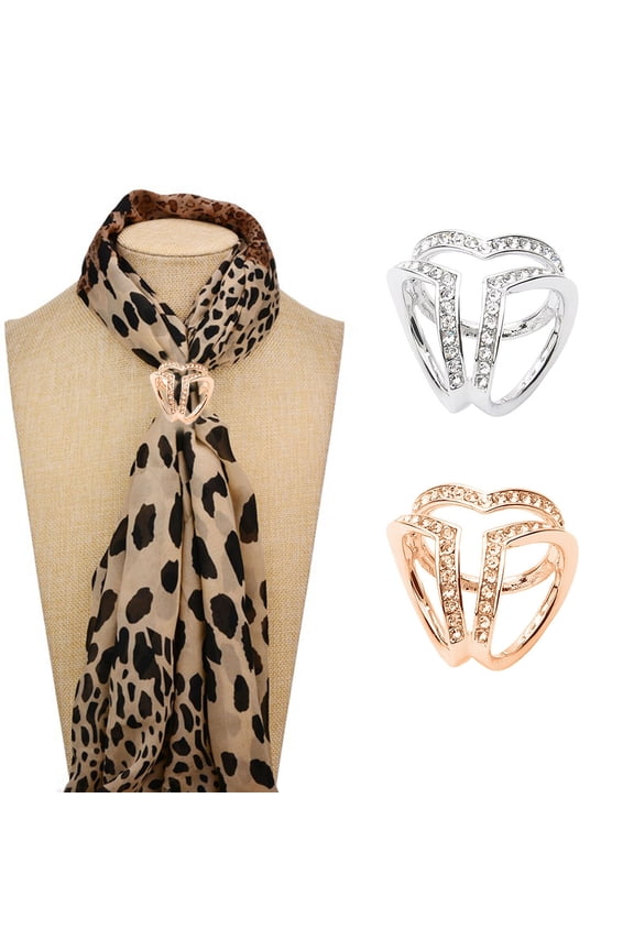 Fashion Women Tri-circle Scarf Buckle Brooch Ring Shawl Clip Jewelry Accessories