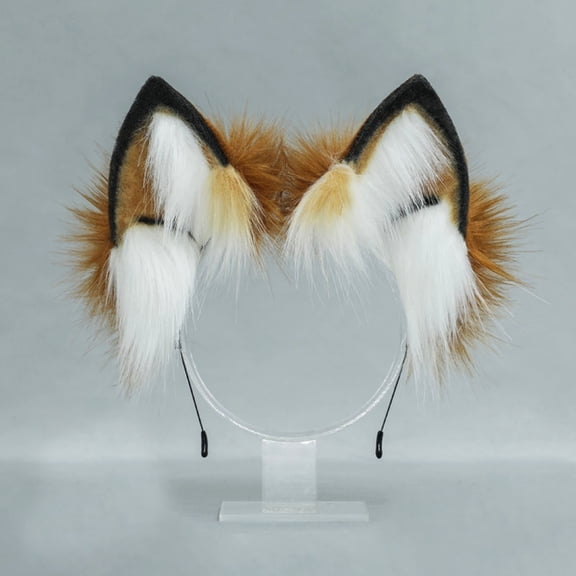 SmartBy Faux Animal Ears Plush Headband Cosplay Party Halloween Handmade Plush Fabric Hair Hoop Elastic Frame Faux Fox Ears Headband