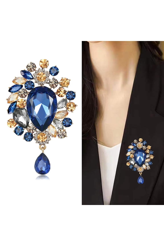 Faux Crystal Brooch Shiny Rhinestone Inlay Brooch Pin Women Trend Elegant Party Jewelry Accessory Wedding Anniversary Gift