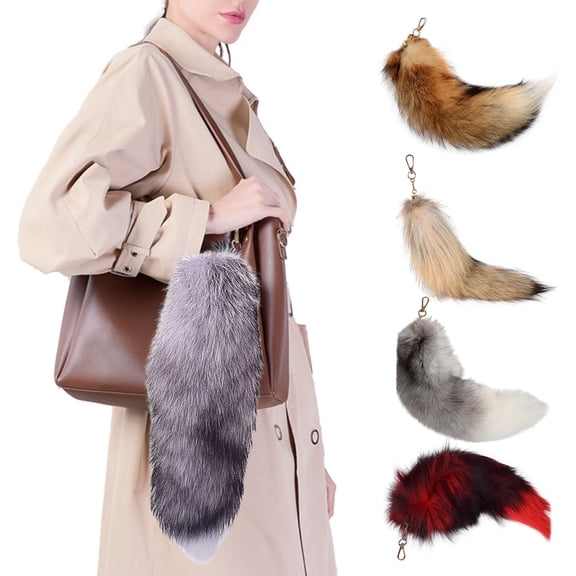 SmartBy Faux Fox Tail Keychain Pendant Handcrafted Faux Fur Tail Cosplay Renaissance Furry Tail Handbag Accessory