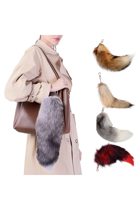 Faux Fox Tail Keychain Pendant Handcrafted Faux Fur Tail Cosplay Renaissance Furry Tail Handbag Accessory