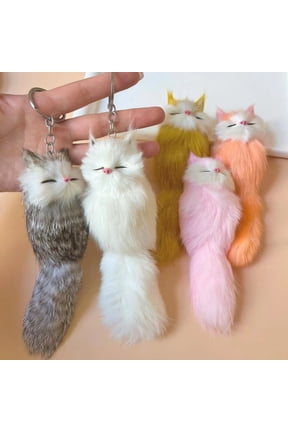 Faux Fur Keychain Pendant Fox Shape Plush Textures Keyring Anniversary Keychain Decoration Car Key Accessory