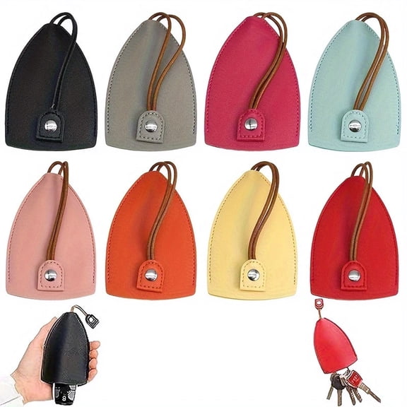 SmartBy Faux Leather Key Holder Organizer Retractable Car Keychain Pouch Anti-Loss Portable Key Storage Cover Snap-Closing Device