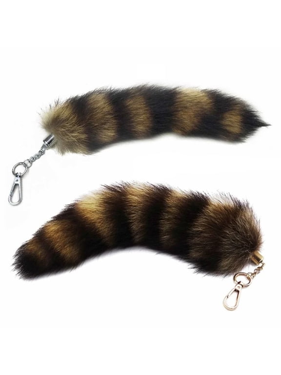Faux Raccoon Tail Fur Decoration Soft Fluffy Lobster Clasp DIY Car Key Ring Hanging Pendant Backpack Decoration Birthday Gift