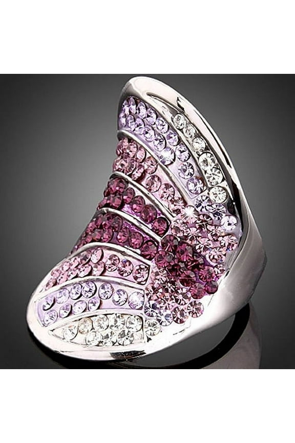 Faux Silver Women Korean Style Full Rhinestone Index Finger Ring