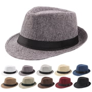 SmartBy Fedora Hat Wide Brim Sun Protection Solid Color Panama Cap Boater Summer Beach Sunhat for Vacation