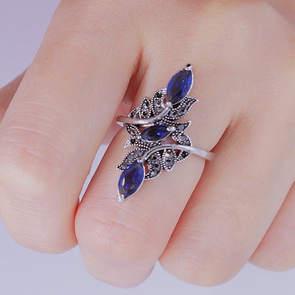 SmartBy Finger Ring Fine Workmanship Faux Gem Jewelry Women Gorgeous Rhinestone Fidget Ring for Banquet