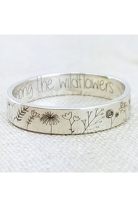 Finger Ring Flowers Pattern Exquisite Alloy Lovers Lettering Dandelion Ring for Dating