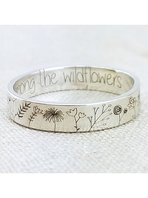 Finger Ring Flowers Pattern Exquisite Alloy Lovers Lettering Dandelion Ring for Dating