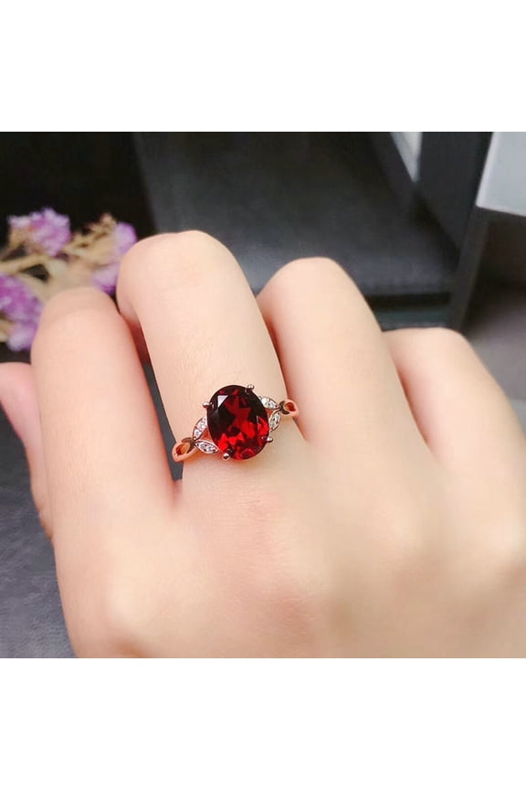 Finger Ring Geometric Imitation Garnet Jewelry Opening Adjustable Sparkling Ring for Daily Wear