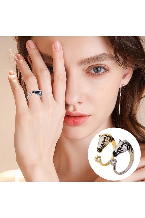 Finger Ring Horse Head Design Opening Adjustable Women Ring 2026 Year of Horse Ring Jewelry Accessories