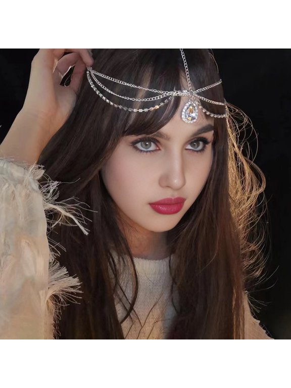 Forehead Chain Water Drop Pendant Decoration Adjustable Head Circumference Forehead Chain Hair Accessory