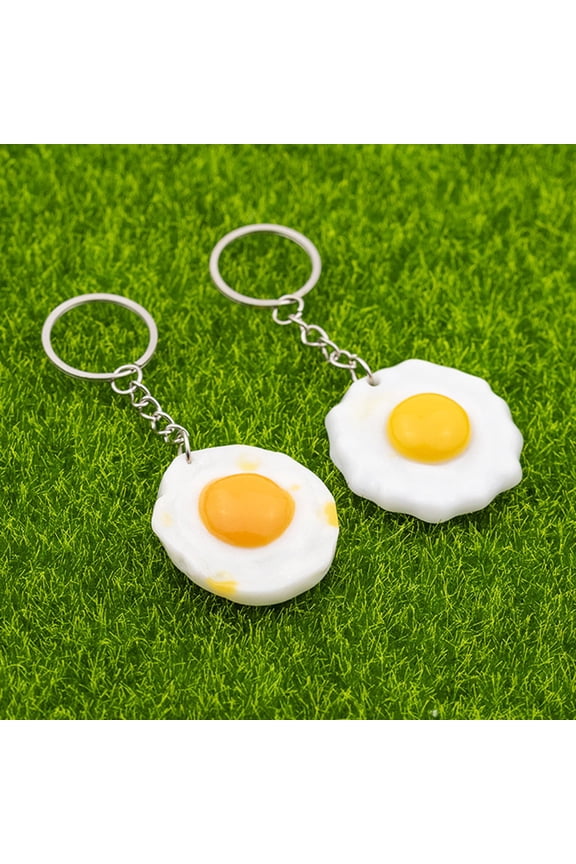 Fried Egg Keychain Simulated Men Women Unisex Portable Solid Resin DIY Craft Backpack Ornament Egg Sheet Ring Pendant Student Supplies