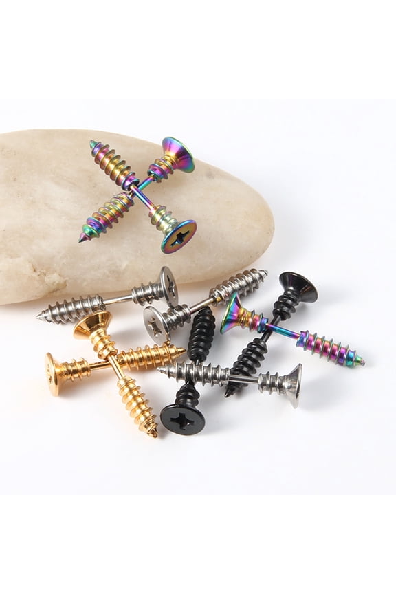 Funny Screw Shape Ear Studs Cool Double-Sided Earrings Fashion Jewelry Gift