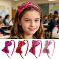 thumbnail image 1 of SmartBy Girl Headband Sparkling Sequins Hearts Bow Decor Lightweight Hair Hoop Seamless Arc Design Party Hair Accessory, 1 of 1