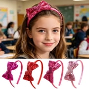SmartBy Girl Headband Sparkling Sequins Hearts Bow Decor Lightweight Hair Hoop Seamless Arc Design Party Hair Accessory
