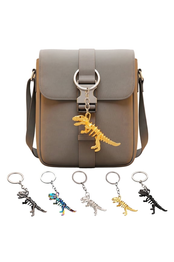 Goth Core Dinosaur Keychain Glow Skull Skeleton with Metal Chain, Y2K Grunge Accessories for Backpack & Keys