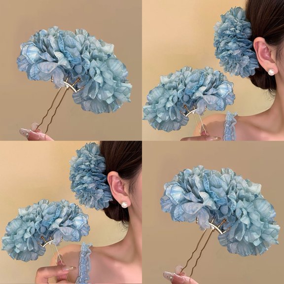 SmartBy Hair Stick Artificial Flower Decor Easy to Wear Bun Hair Organizer Decorative Broken Hair Fixer Handmade Hair Accessory