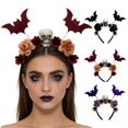thumbnail image 1 of SmartBy Halloween Flower Skeleton Bat Headband, Gothic Floral Skull Hair Bands, Spooky Hair Accessory, Lightweight No Slip Headdress for Halloween Cosplay Party Costume, 1 of 1