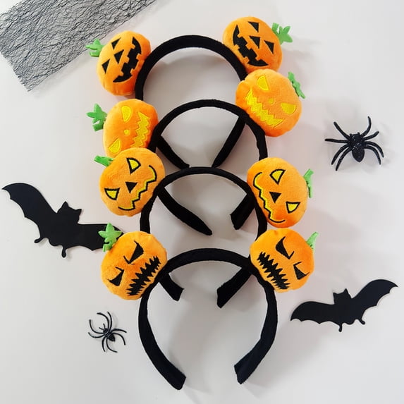 SmartBy Halloween Plush Pumpkin Headband, Fuzzy Orange Ghost Face Pumpkin Hair Accessories for Women Halloween Costume Cosplay Accessories