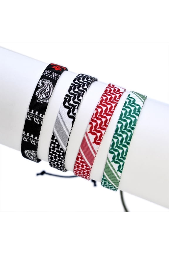 Hand Strap Adjustable Braided Traditional Patterns Geometric Dot Print Kerchief Style Color Matching Weave Bracelet Wristband