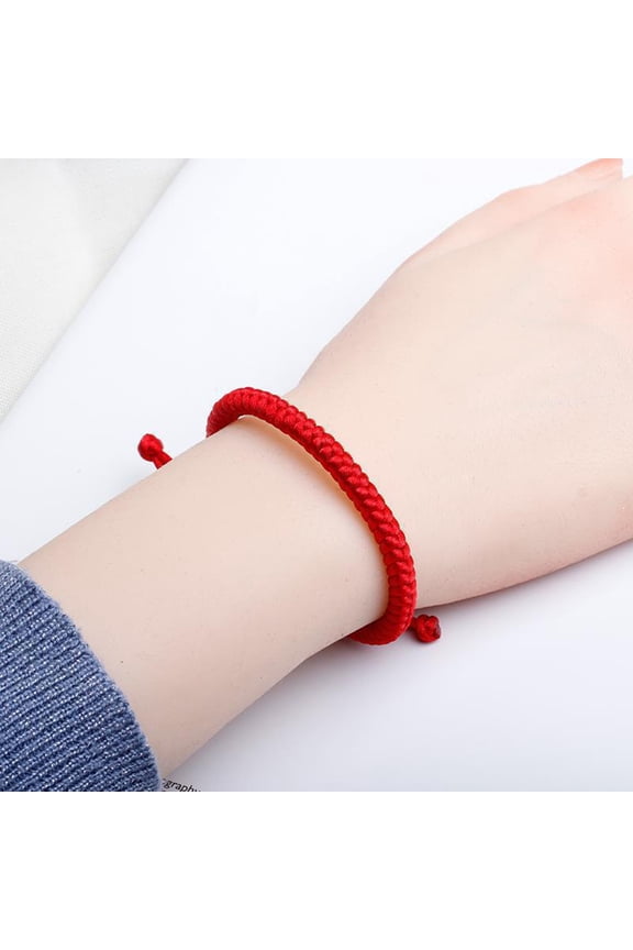 Handmade Braid String Bracelets Adjustable Red/Black Woven Rope Bracelet Good Luck Amulet Accessory for Women Girls
