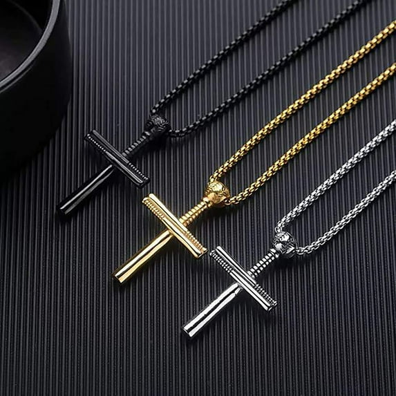 SmartBy Handsome Men Necklace Cross Design Scratch-resistant Lightweight Leisure Pendant Necklace for Daily Life