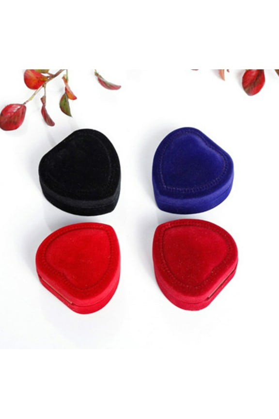 Heart Shape Finger Ring Ear Stud Jewelry Display Holder Storage Box Container