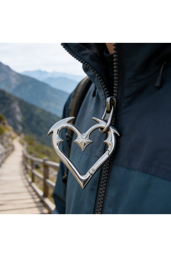Heart-Shaped Carabiner Retro Style Gothic Metal Keychain Easy Clip-On Carabiner for Keys Bags Backpacks