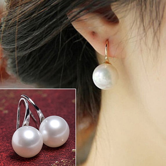 SmartBy Hook Earrings Elegant Easy Matching Compact Faux Pearl Women Jewelry for Shopping Dating