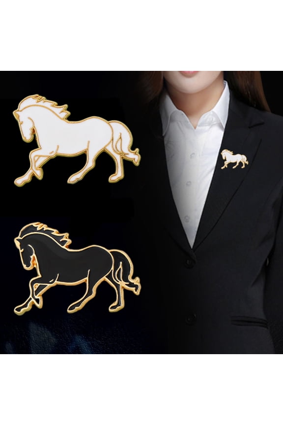 Horse Brooch Chinese Style Enamel Pin Smooth Line Design Animal Pin Metal Edging Lightweight Suit Lapel Badge