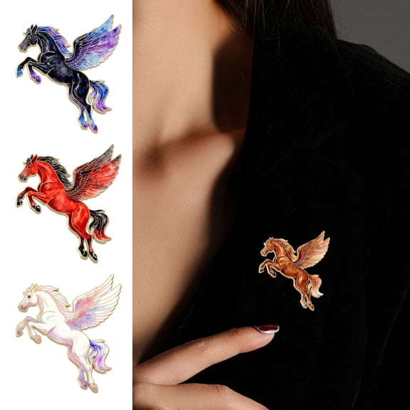 SmartBy Horse Brooch Enamel Flying Horse Design Badge Year of Horse Zodiac Pin Outfit Bag Decoration Badge Gift