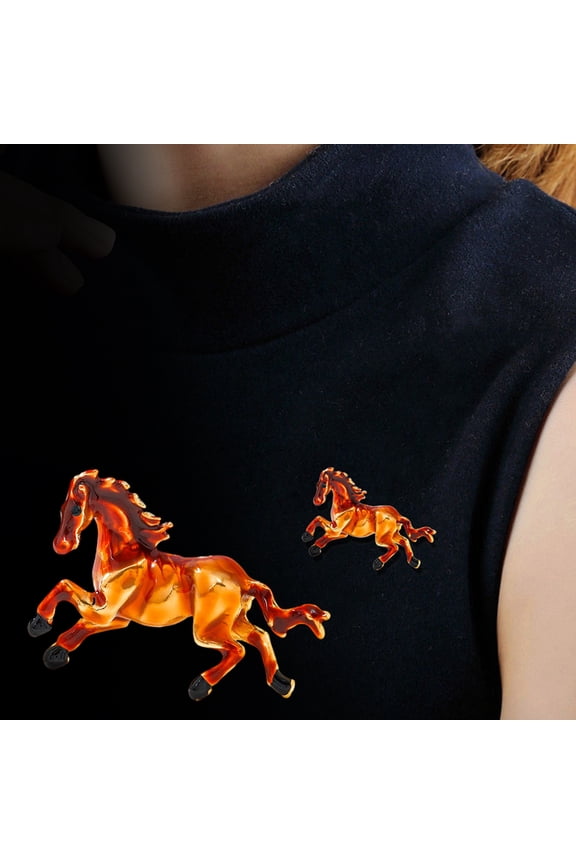 Horse Brooch Retro Style Enamel Pin Smooth Line Design Animal Pin Metal Edging Lightweight Suit Lapel Badge