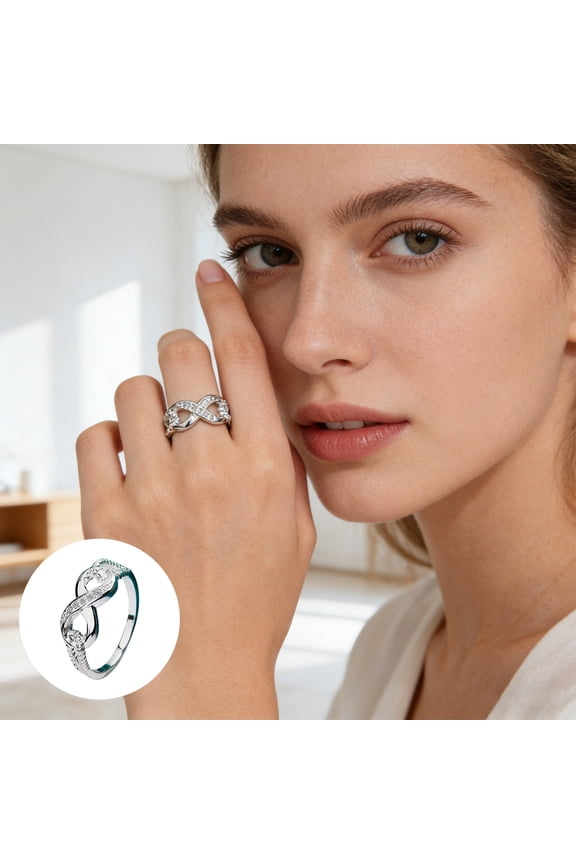 Infinity Knot Promise Ring for Her Cubic Zirconia Engagement Ring Sparkling Wedding Band for Women Anniversary Jewelry Gift