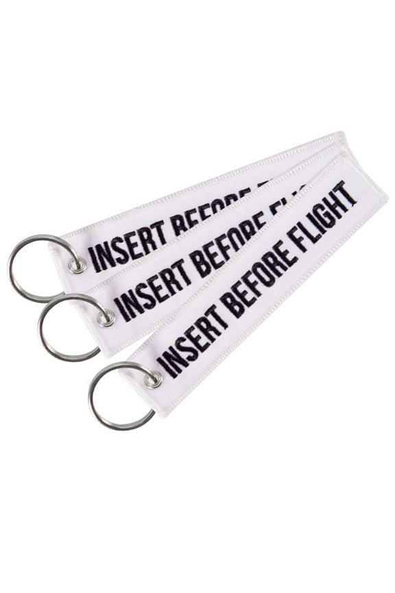 Insert Before Flight Print Embroidery Tag Keychain Key Ring Chain Pendant Gift