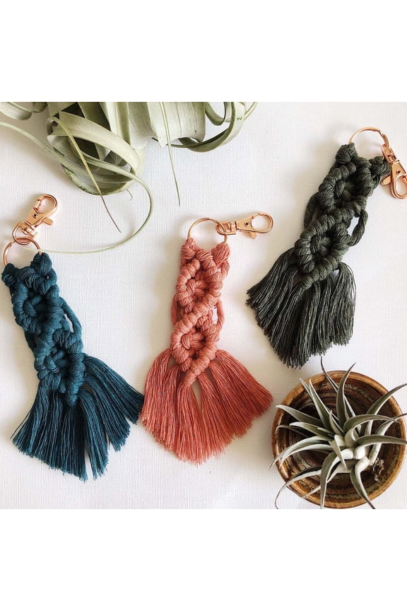 Key Ring Bohemian Handmade Tassel Metal Buckle Ethnic Style Decorative Vintage Hand Woven Macrame Backpack Pendant Mother's Day Gift