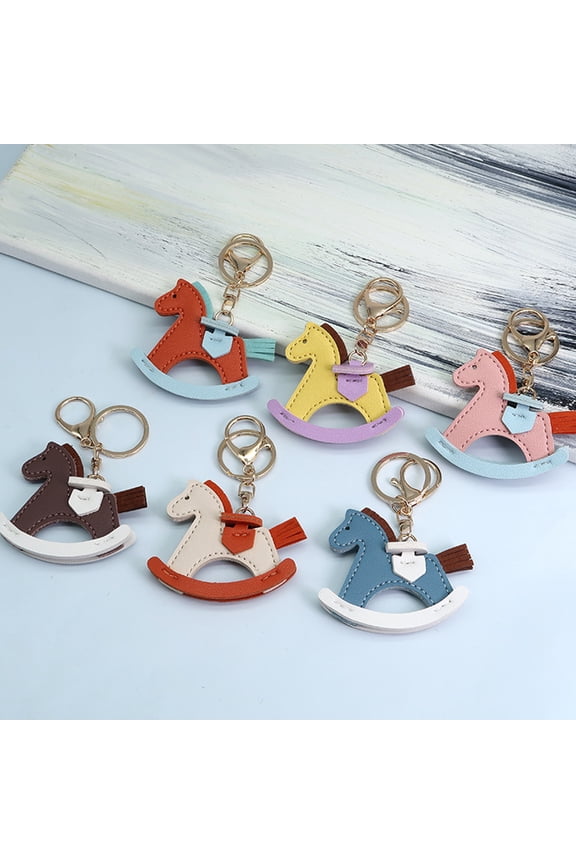 Keychain Imitation Leather Shaking Horse Design Key Chain Pendant Lightweight Key Holder Bag Accessory