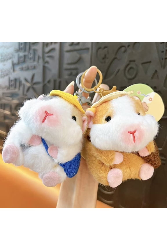 Keychain Pendant Cartoon Dutch Pig Doll Keyring Soft Velvet Touch Stress Relief Key Chain Backpack Hanging Decoration