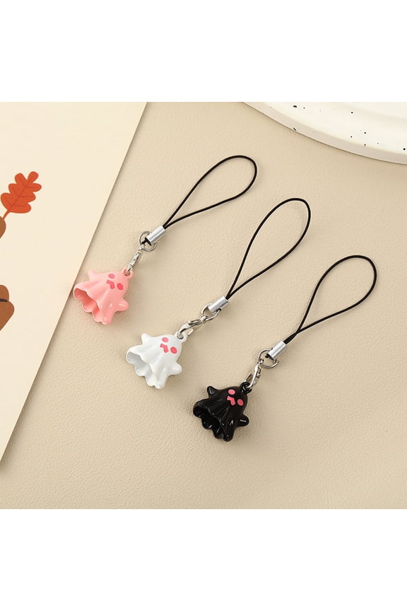 Keychain Pendant Cartoon Ghost Shape Halloween Party Phone Pendant with Lanyard Backpack Accessories
