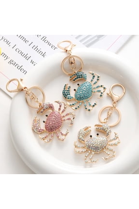 Keychain Pendant DIY Accessories Sparkling Faux Crystal Beads Crab Charm Key Ring Backpacks Handbags Accessories