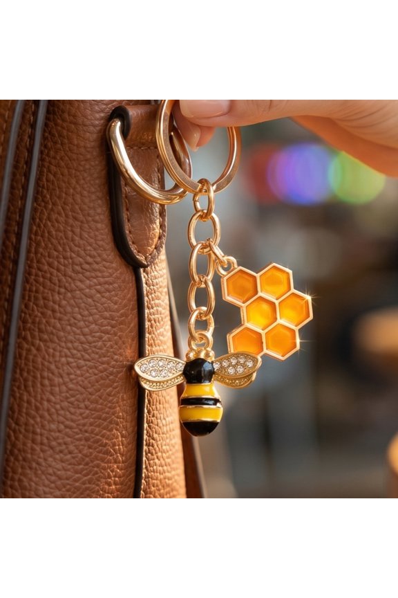Keychain Pendant Decorative Bee Shape Keychain with Rhinestones Dripping Oil Compact Lightweight Versatile Backpack Accessory