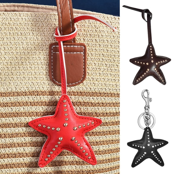 SmartBy Keychain Pendant Hand-Stitched Rivets Imitation Leather Star Shape Lightweight Bag Charm Keys Suitcases Accessory