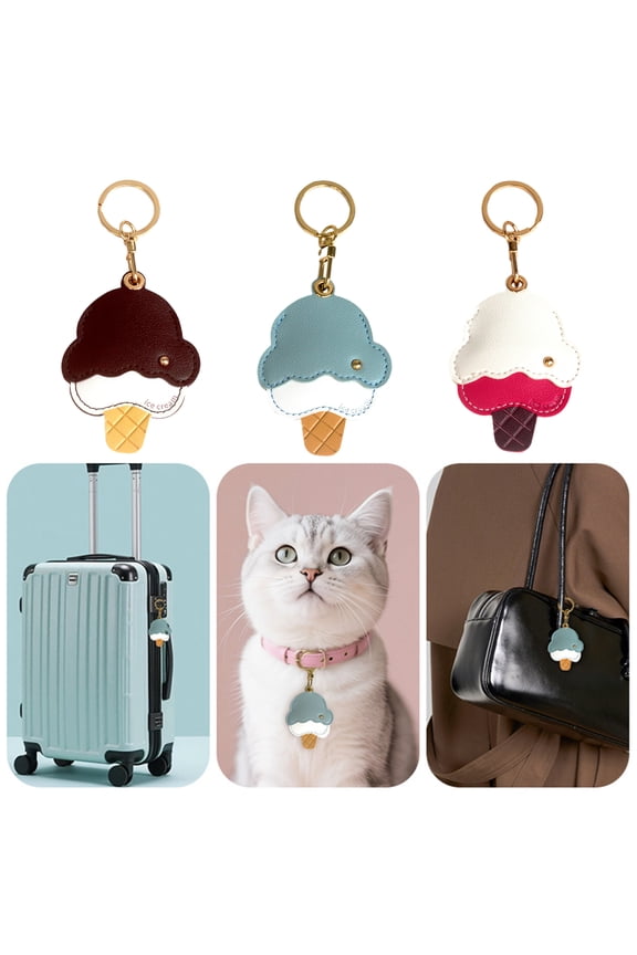 Keychain Pendant Imitation Leather Ice Cream Shape Bag Charm Access Control Card Holder Backpack Accessory