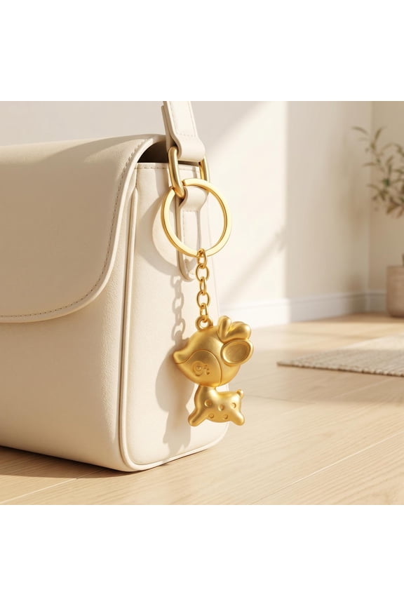 Keychain Pendant Little Deer Design Zinc Alloy Key Chain with Metal Ring Chain Buckle Portable Lightweight Key Holder Backpack Car Accessory