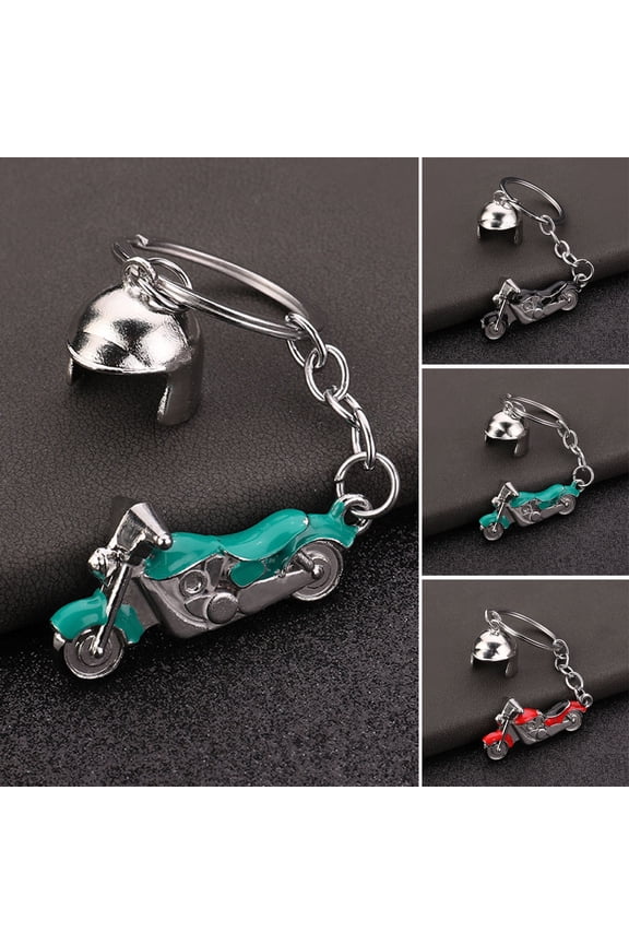 Keychain Pendant Motorcycle Shape Zinc Alloy Key Chain with Electroplated Double Helmet Design Cool Street Style Key Holder Backpack Car Accessory