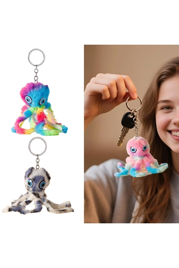 Keychain Pendant Plush Octopus Shape Charm Keychain Decoration Wallet Car Bag Soft Stuffed Animal Pendant Backpack Accessory