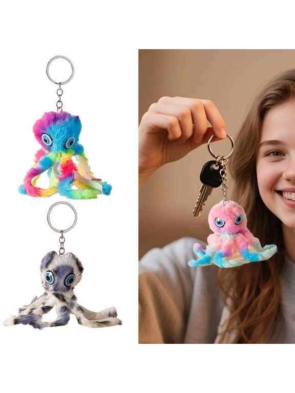 Keychain Pendant Plush Octopus Shape Charm Keychain Decoration Wallet Car Bag Soft Stuffed Animal Pendant Backpack Accessory
