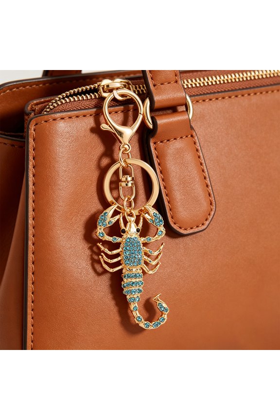 Keychain Pendant Sparkling Rhinestones Inlaid Three-Dimensional Scorpion Shape Key Chain Lightweight Car Bag Decorative Accessory